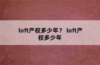 loft产权多少年？ loft产权多少年